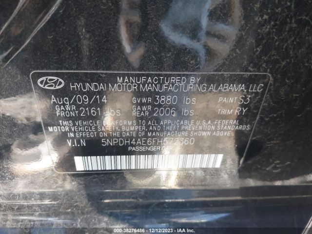 Photo 8 VIN: 5NPDH4AE6FH572360 - HYUNDAI ELANTRA 