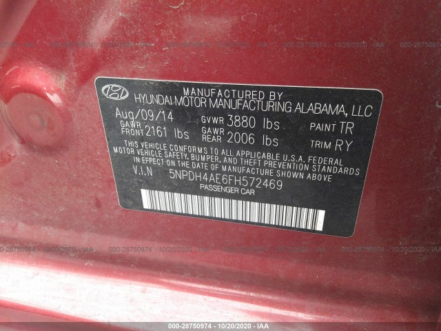 Photo 8 VIN: 5NPDH4AE6FH572469 - HYUNDAI ELANTRA 