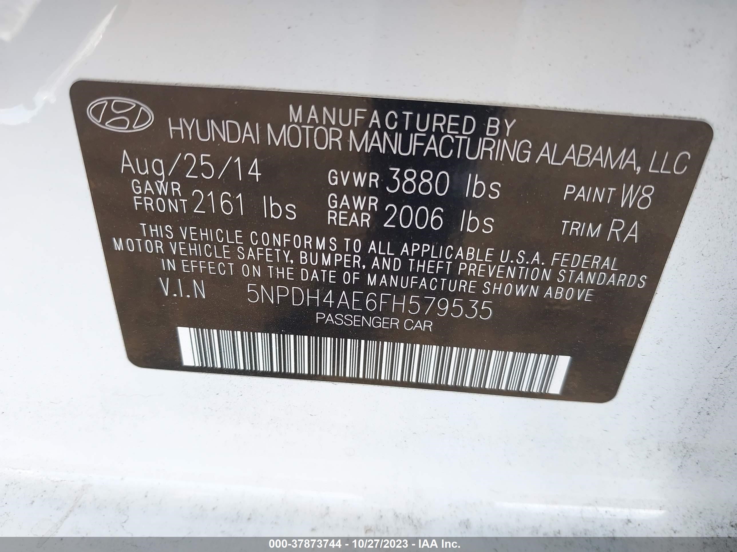 Photo 8 VIN: 5NPDH4AE6FH579535 - HYUNDAI ELANTRA 