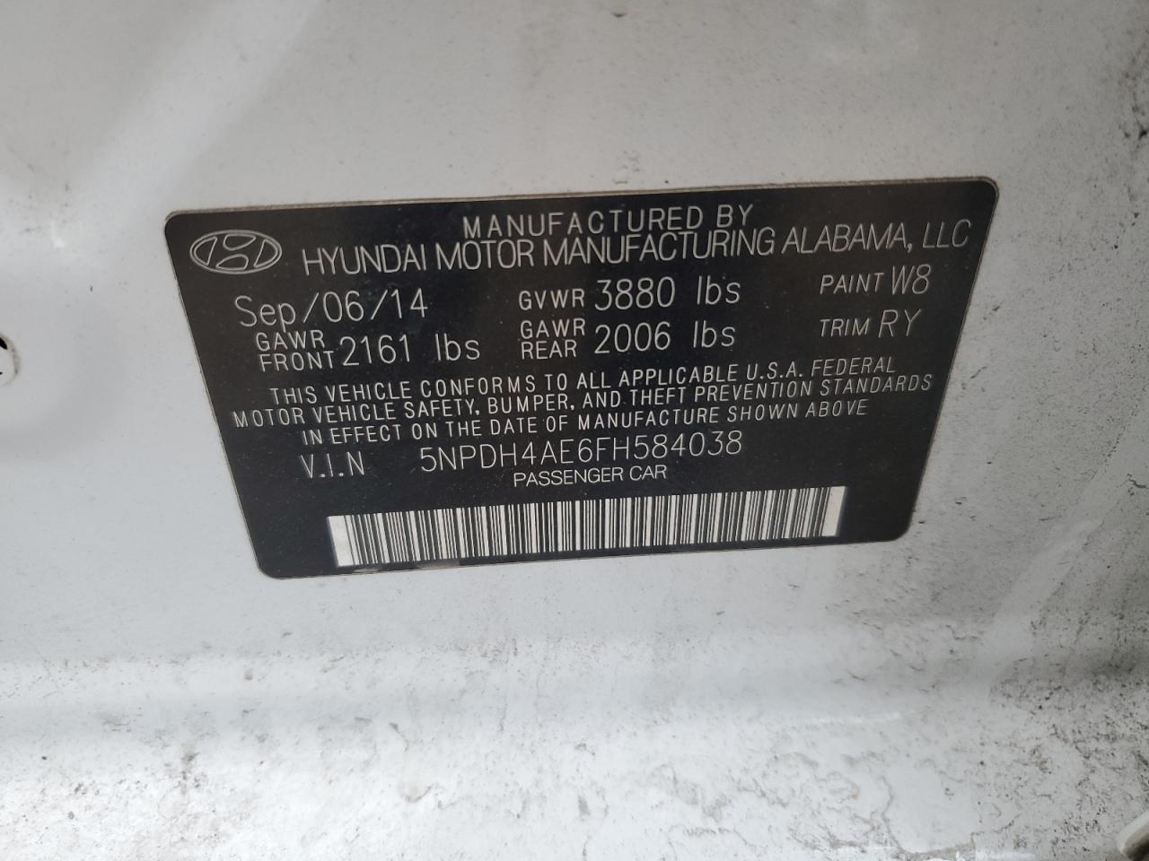 Photo 11 VIN: 5NPDH4AE6FH584038 - HYUNDAI ELANTRA 