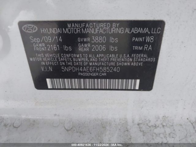 Photo 8 VIN: 5NPDH4AE6FH585240 - HYUNDAI ELANTRA 