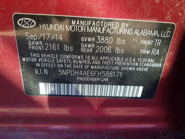 Photo 9 VIN: 5NPDH4AE6FH588171 - HYUNDAI ELANTRA SE 