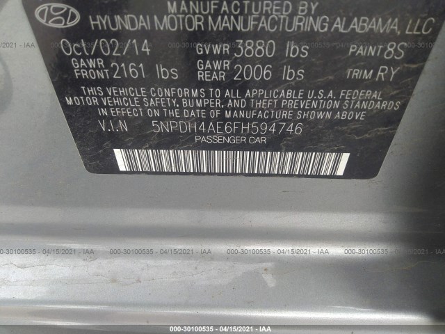 Photo 8 VIN: 5NPDH4AE6FH594746 - HYUNDAI ELANTRA 