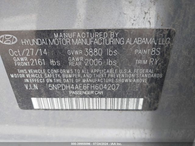 Photo 8 VIN: 5NPDH4AE6FH604207 - HYUNDAI ELANTRA 