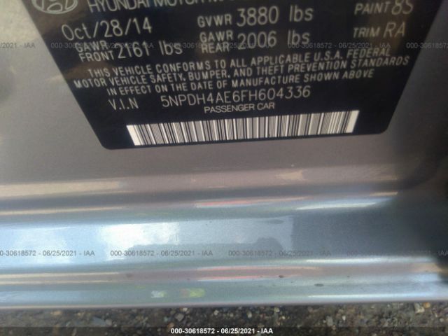 Photo 8 VIN: 5NPDH4AE6FH604336 - HYUNDAI ELANTRA 