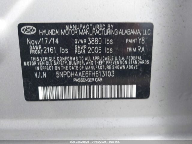 Photo 8 VIN: 5NPDH4AE6FH613103 - HYUNDAI ELANTRA 