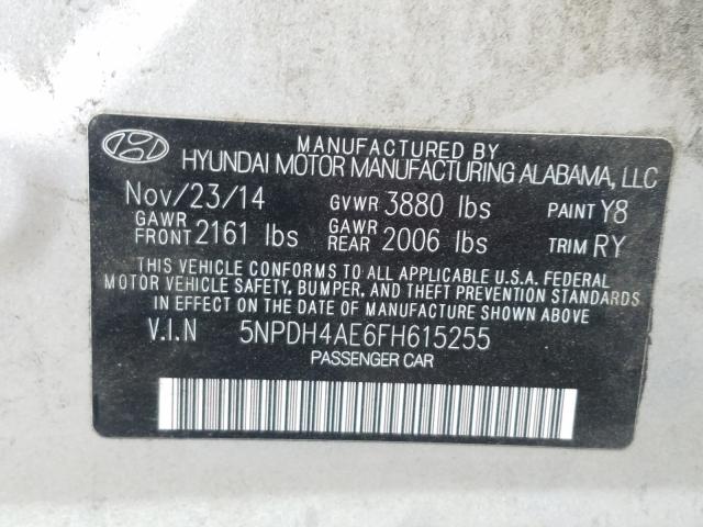 Photo 9 VIN: 5NPDH4AE6FH615255 - HYUNDAI ELANTRA SE 