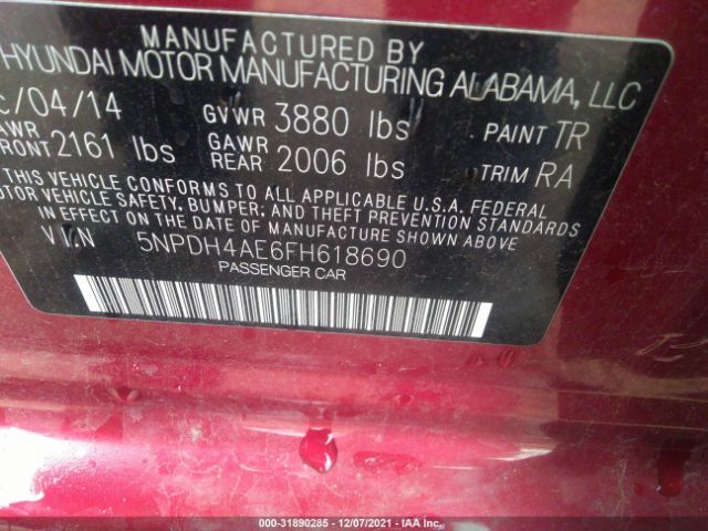 Photo 8 VIN: 5NPDH4AE6FH618690 - HYUNDAI ELANTRA 