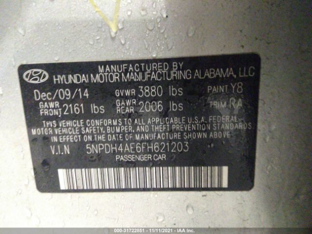 Photo 8 VIN: 5NPDH4AE6FH621203 - HYUNDAI ELANTRA 