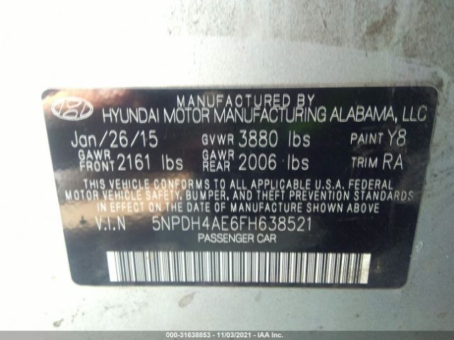 Photo 8 VIN: 5NPDH4AE6FH638521 - HYUNDAI ELANTRA 