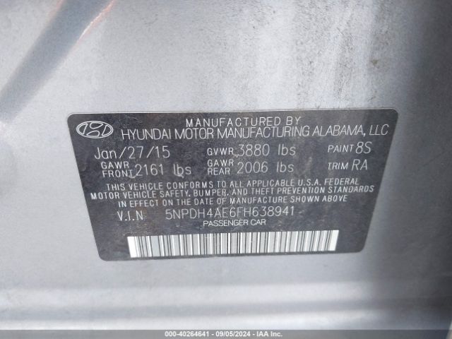 Photo 8 VIN: 5NPDH4AE6FH638941 - HYUNDAI ELANTRA 