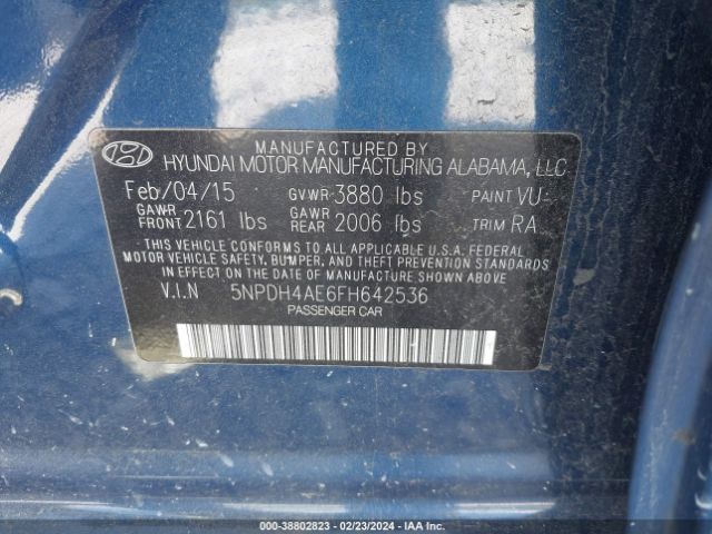 Photo 8 VIN: 5NPDH4AE6FH642536 - HYUNDAI ELANTRA 