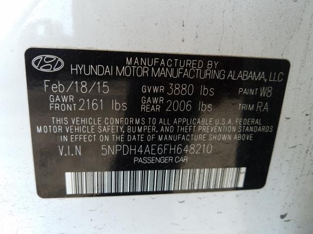 Photo 9 VIN: 5NPDH4AE6FH648210 - HYUNDAI ELANTRA SE 