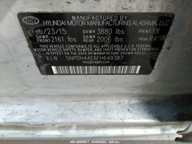 Photo 8 VIN: 5NPDH4AE6FH649387 - HYUNDAI ELANTRA 