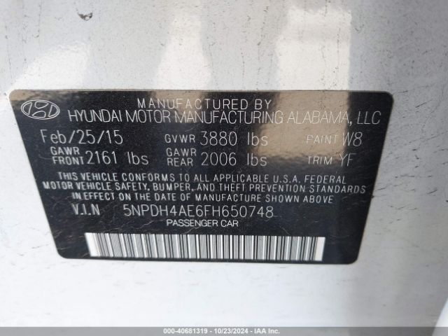 Photo 8 VIN: 5NPDH4AE6FH650748 - HYUNDAI ELANTRA 