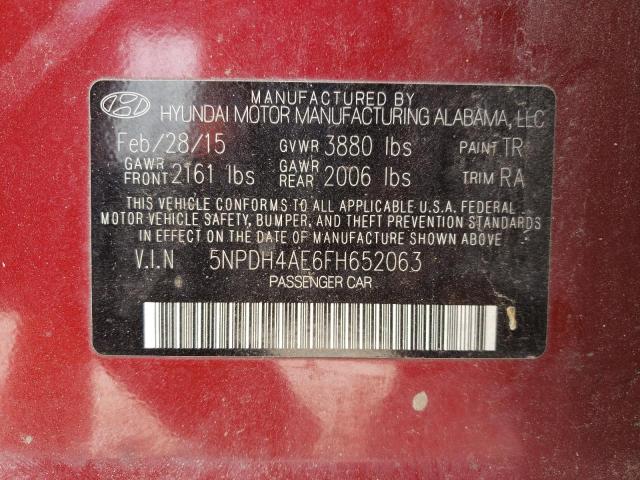 Photo 11 VIN: 5NPDH4AE6FH652063 - HYUNDAI ELANTRA 