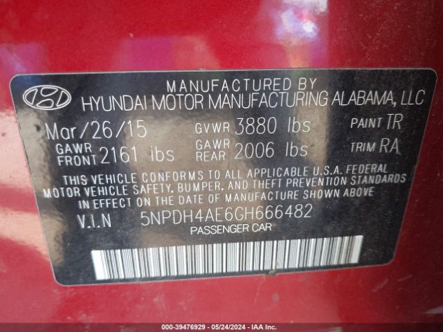 Photo 8 VIN: 5NPDH4AE6GH666482 - HYUNDAI ELANTRA 