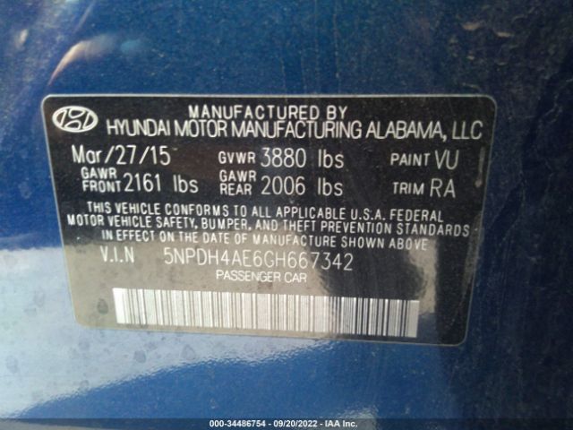 Photo 8 VIN: 5NPDH4AE6GH667342 - HYUNDAI ELANTRA 