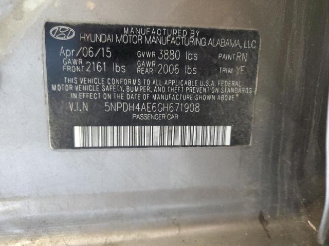 Photo 12 VIN: 5NPDH4AE6GH671908 - HYUNDAI ELANTRA SE 