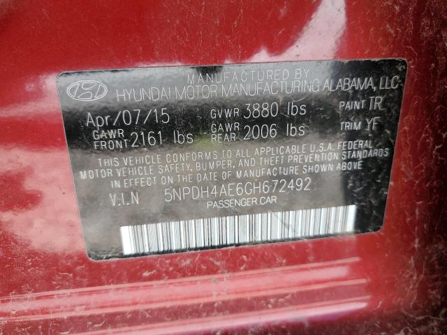 Photo 12 VIN: 5NPDH4AE6GH672492 - HYUNDAI ELANTRA 