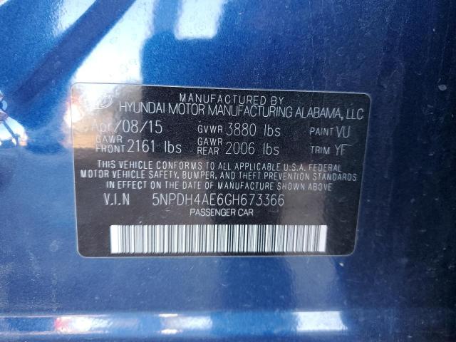 Photo 12 VIN: 5NPDH4AE6GH673366 - HYUNDAI ELANTRA 