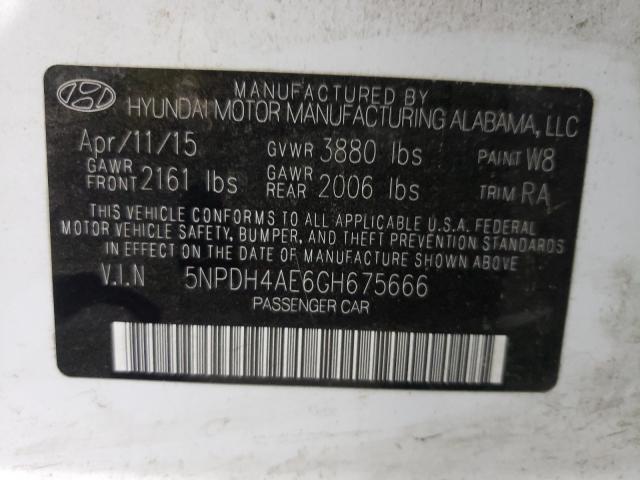 Photo 9 VIN: 5NPDH4AE6GH675666 - HYUNDAI ELANTRA SE 