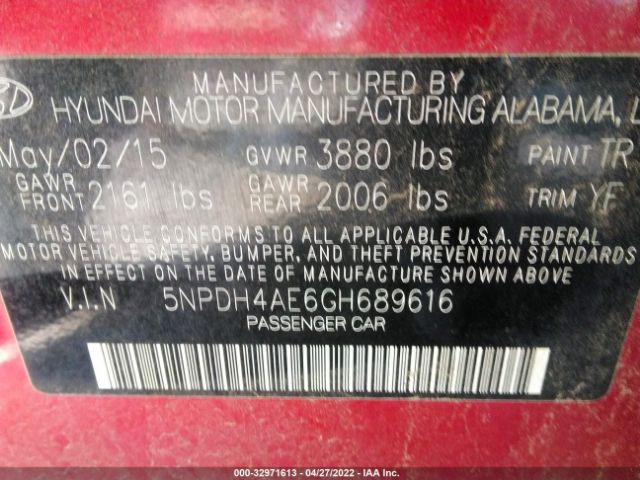 Photo 8 VIN: 5NPDH4AE6GH689616 - HYUNDAI ELANTRA 