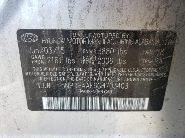 Photo 9 VIN: 5NPDH4AE6GH703403 - HYUNDAI ELANTRA SE 