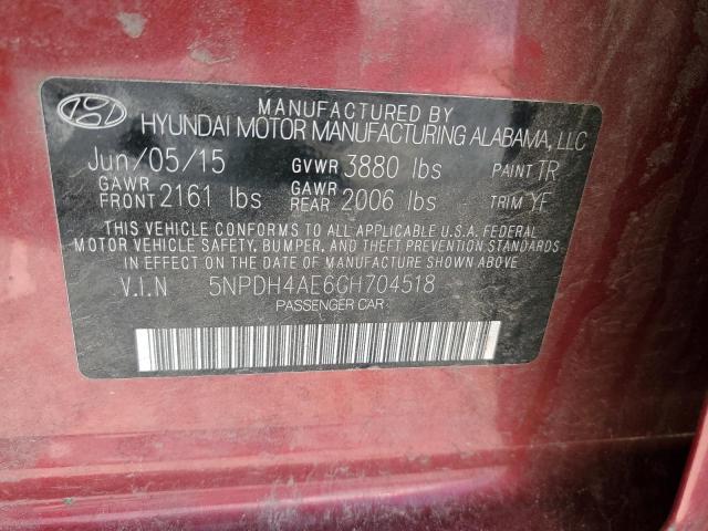 Photo 12 VIN: 5NPDH4AE6GH704518 - HYUNDAI ELANTRA SE 