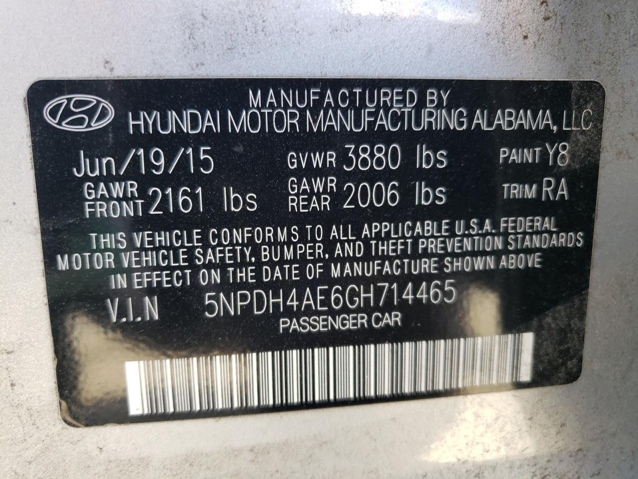 Photo 11 VIN: 5NPDH4AE6GH714465 - HYUNDAI ELANTRA 