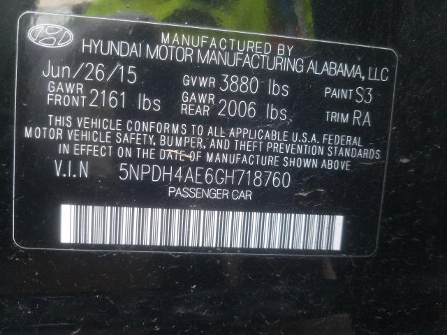 Photo 9 VIN: 5NPDH4AE6GH718760 - HYUNDAI ELANTRA SE 