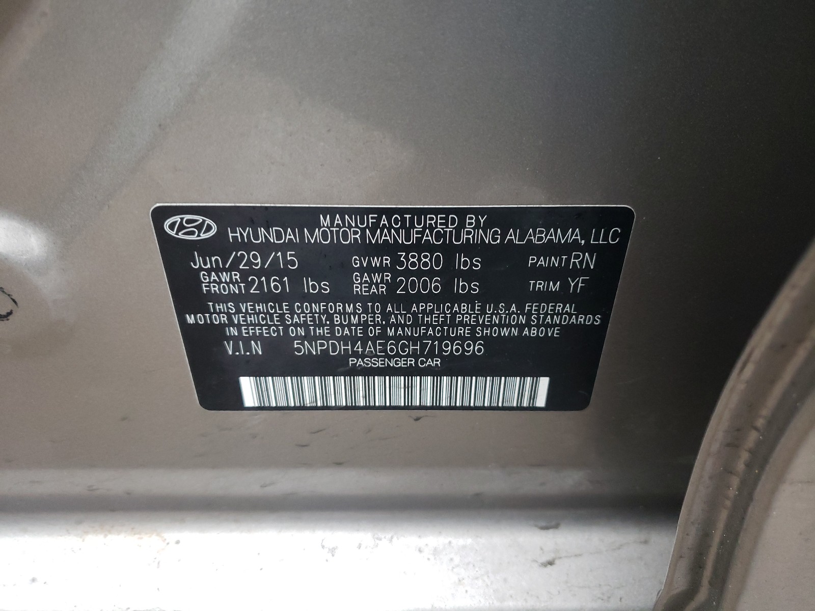 Photo 9 VIN: 5NPDH4AE6GH719696 - HYUNDAI ELANTRA SE 