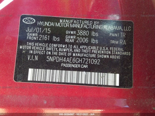 Photo 8 VIN: 5NPDH4AE6GH721092 - HYUNDAI ELANTRA 