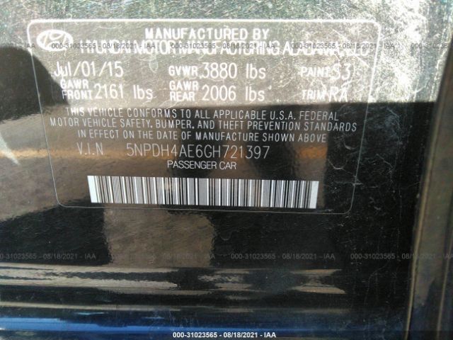 Photo 8 VIN: 5NPDH4AE6GH721397 - HYUNDAI ELANTRA 