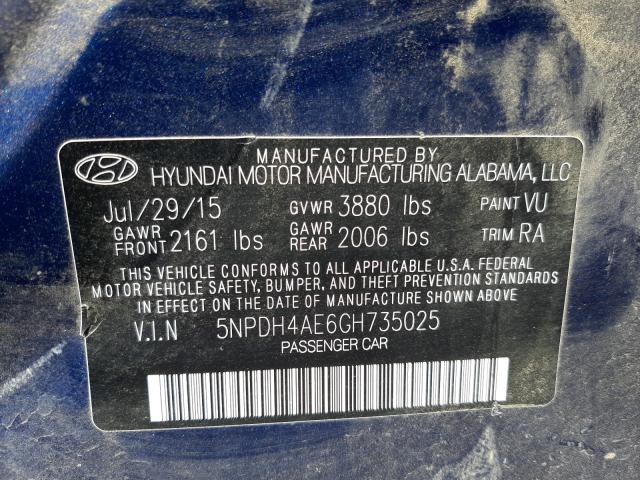 Photo 9 VIN: 5NPDH4AE6GH735025 - HYUNDAI ELANTRA SE 