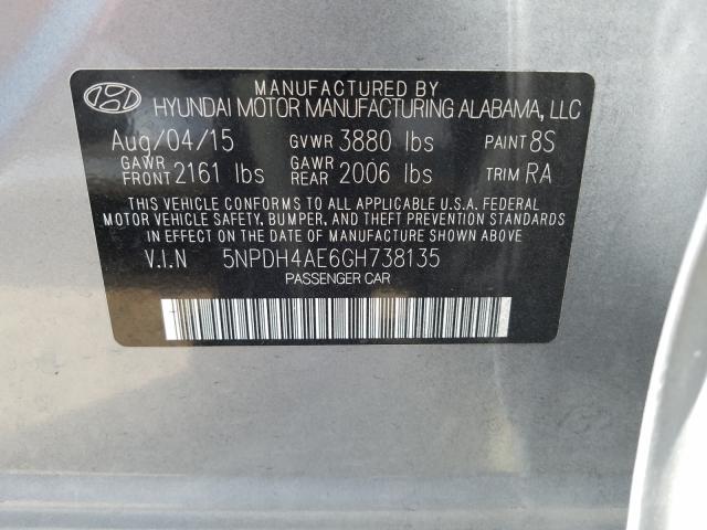 Photo 9 VIN: 5NPDH4AE6GH738135 - HYUNDAI ELANTRA SE 