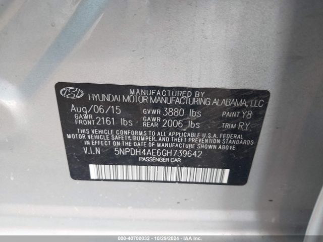 Photo 8 VIN: 5NPDH4AE6GH739642 - HYUNDAI ELANTRA 