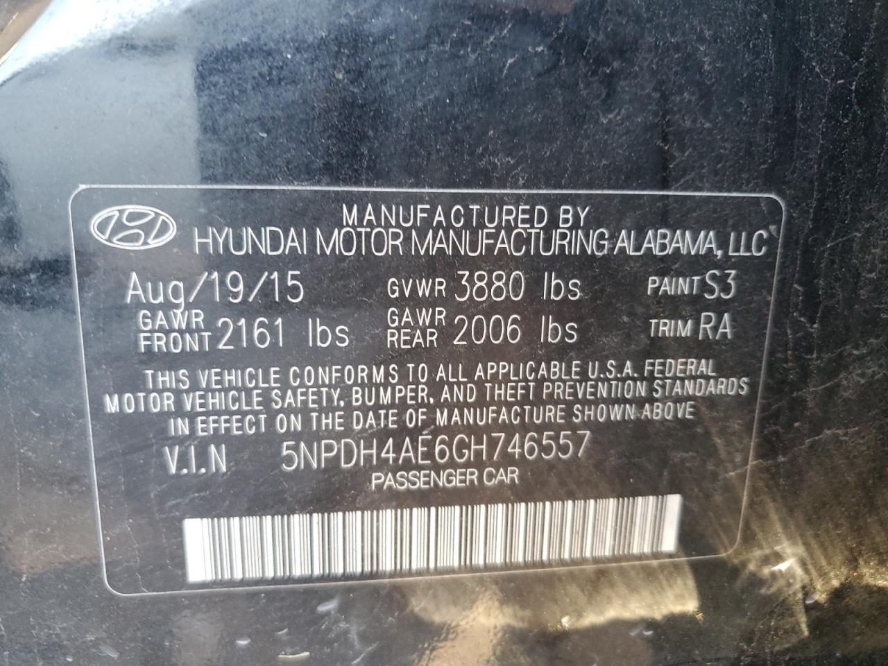 Photo 11 VIN: 5NPDH4AE6GH746557 - HYUNDAI ELANTRA 