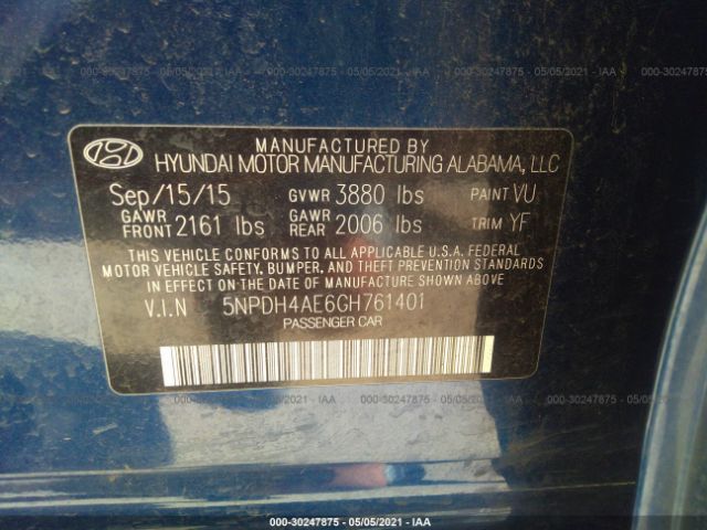 Photo 8 VIN: 5NPDH4AE6GH761401 - HYUNDAI ELANTRA 