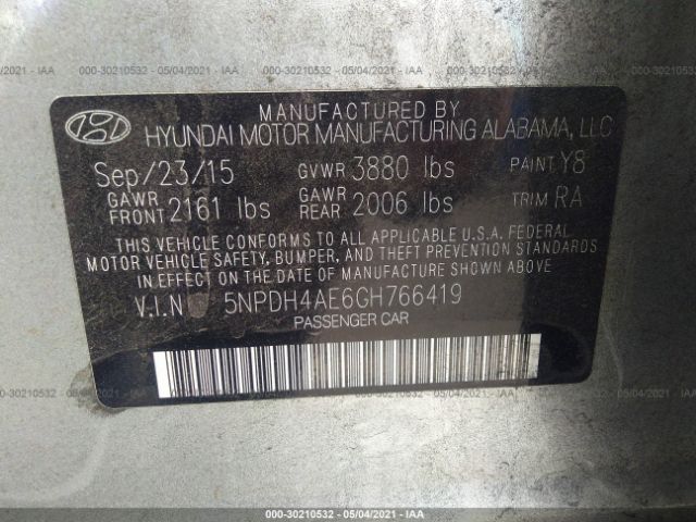 Photo 8 VIN: 5NPDH4AE6GH766419 - HYUNDAI ELANTRA 