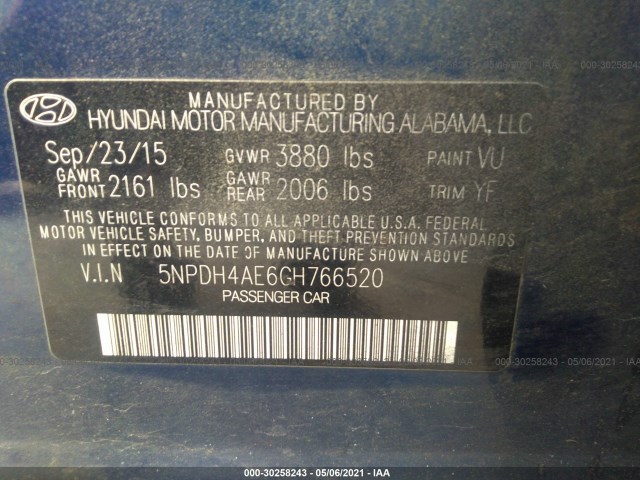 Photo 8 VIN: 5NPDH4AE6GH766520 - HYUNDAI ELANTRA 