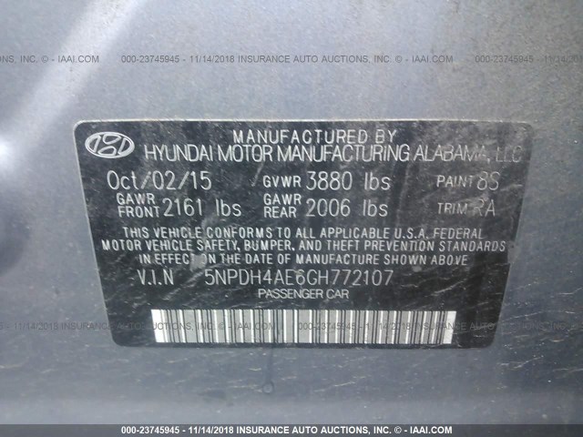 Photo 8 VIN: 5NPDH4AE6GH772107 - HYUNDAI ELANTRA 