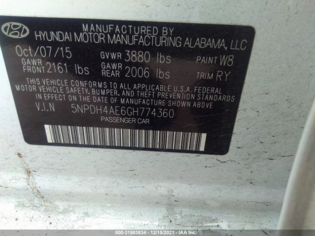 Photo 8 VIN: 5NPDH4AE6GH774360 - HYUNDAI ELANTRA 