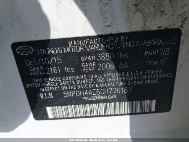 Photo 8 VIN: 5NPDH4AE6GH776187 - HYUNDAI ELANTRA 