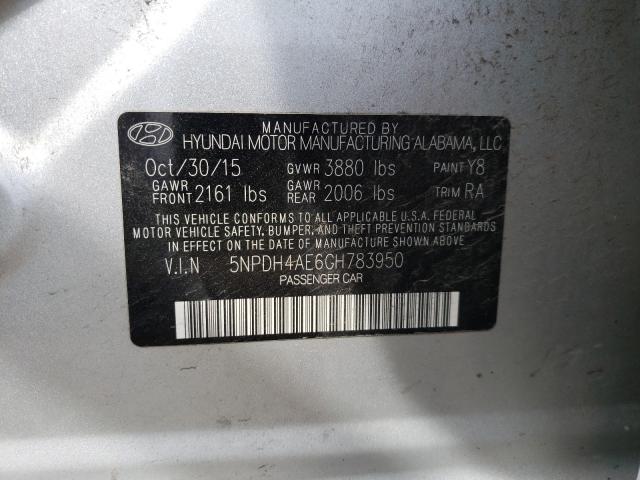 Photo 9 VIN: 5NPDH4AE6GH783950 - HYUNDAI ELANTRA SE 