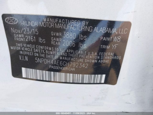 Photo 8 VIN: 5NPDH4AE6GH792342 - HYUNDAI ELANTRA 