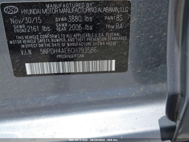 Photo 8 VIN: 5NPDH4AE6GH793586 - HYUNDAI ELANTRA 