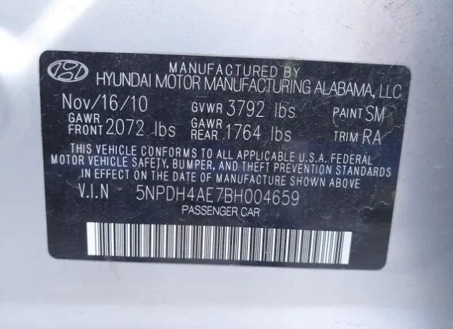 Photo 8 VIN: 5NPDH4AE7BH004659 - HYUNDAI ELANTRA 