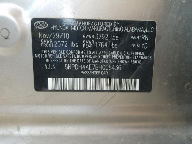 Photo 9 VIN: 5NPDH4AE7BH008436 - HYUNDAI ELANTRA GL 