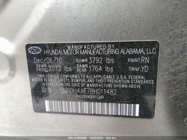 Photo 8 VIN: 5NPDH4AE7BH011482 - HYUNDAI ELANTRA 